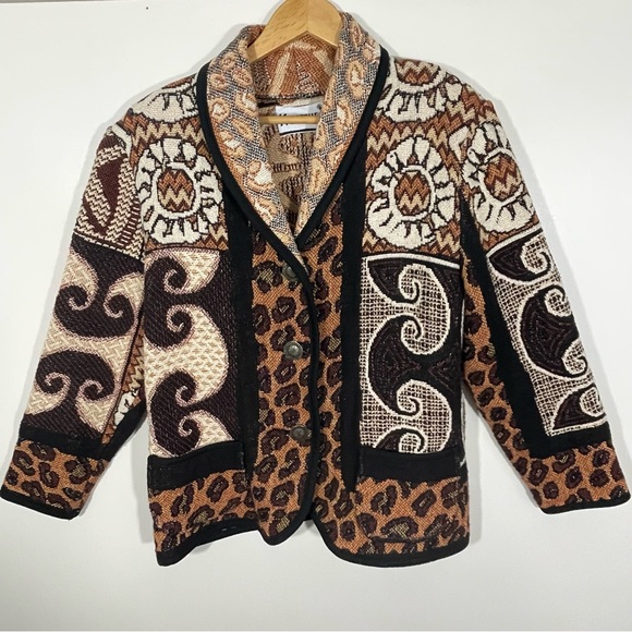 Kokopelli Southwestern Cowboy Tapestry Concho Cardigan Jacket Size Medium - Picture 6 of 6